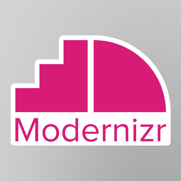 an example of the modernizr logo on a sticker